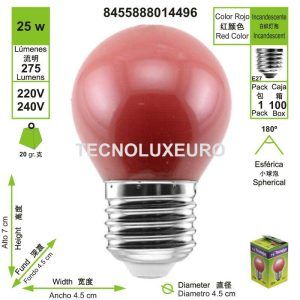bombilla-incandescente-esferica-e27-rojo-25-w
