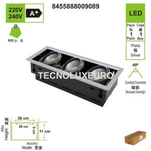 downlights-led-empotrable-aluminio-plata-3-luces