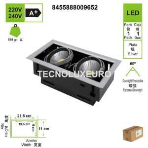 downlights-led-empotrable-aluminio-plata-2-luces