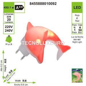 luz-infantil-noche-led-delfin-plastico-rojo