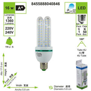 bombilla-led-4u-tubo-e27-6400-k-luz-fria-16-w
