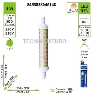 bombilla-led-r7s-118mm-9-w-3000-k-220-v