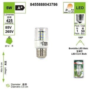 led-bombilla-clara-e27-5w-3000k-maiz
