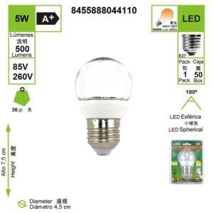 led-bombilla-esferica-clara-e27-5w