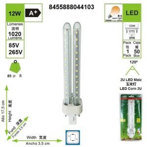 LED 2U BOMBILLA G24 12W 3000K