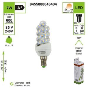 bombilla-led-mini-espiral-e14-3000k-luz-dia-7-w