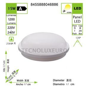 LED LUZ DE JARDIN REDONDA AC220-240V 15W 4200K