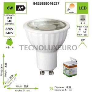 BOMBILLA LED GU10 8W 220-240V 3000K REGULABLE