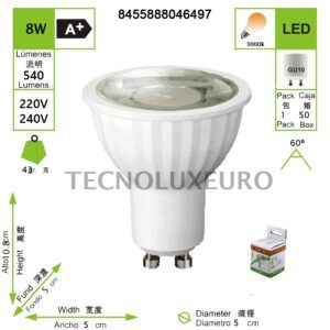 BOMBILLA LED GU10 8W 220-240V 3000K