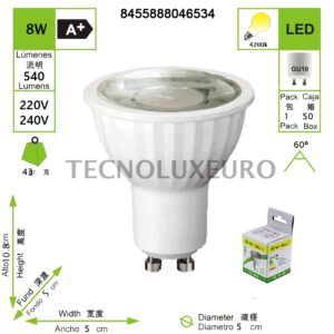 BOMBILLA LED GU10 8W 220-240V 4200K REGULABLE