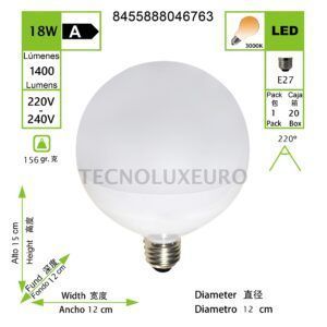 BOMBILLA LED TIPO BOLA 18W E27