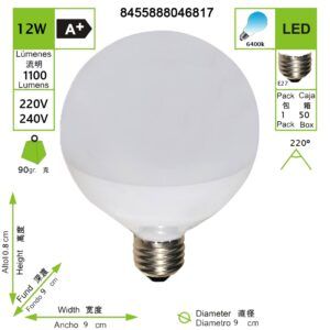 BOMBILLA LED TIPO BOLA 12W E27
