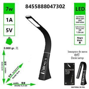 lampara-led-de-mesa-7w-6000k-de-piel-con-reloj-color-negro