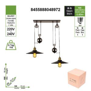 lampara-antigua-europea-ajustable-diametro-260mm-dos-cabezales-base-e27-negra-para-cocina-domestica-habitacion-de-invitados-estu