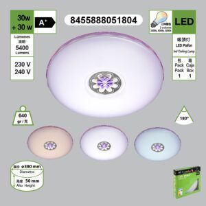 centro-con-flores-marco-morado-plafon-led-regulable-3-colores-luz-blanca-luz-calida-y-luz-amarilla30w30w-