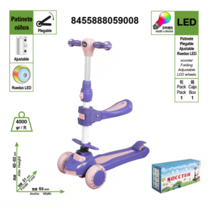 Patinete infantil de 3 ruedas de 1 a 10 años, color morado