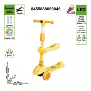 Patinete infantil de tres ruedas 1-10 años color amarillo
