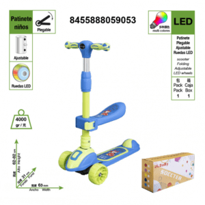Patinete infantil de tres ruedas 1-10 años color amarillo claro+azul