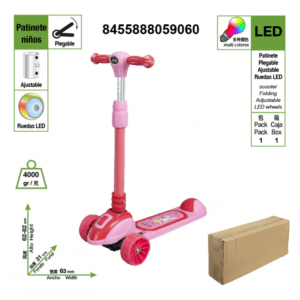 Patinete infantil de tres ruedas 1-10 años color rojo+rosa