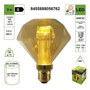 BOMBILLA LED DE FILAMENTO DE COLUMNA GUÍA DE LUZ DE TALADRO PLANO 220V E27 2200K LUZ CÁLIDA 3W