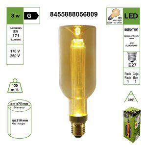 BOTELLA DE VINO, GUÍA DE LUZ, BOMBILLA LED DE FILAMENTO 220V E27 2200K LUZ CÁLIDA 3W