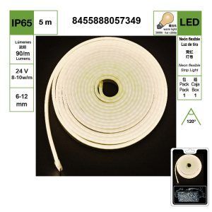 TIRA DE LUZ DE NEÓN LED DE LUZ CÁLIDA DE 6-12 MM, 4000 K, CUENTAS DE LÁMPARA DC 24 V 2835-120, JUEGO DE 5 METROS {INCLUIDO EL CONTROLADOR}