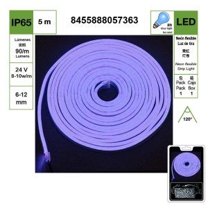 TIRA DE LUZ DE NEÓN LED DE LUZ AZUL DE 6-12 MM, CUENTAS DE LÁMPARA DC 24 V 2835-120, JUEGO DE 5 METROS {CONTROLADOR INCLUIDO}