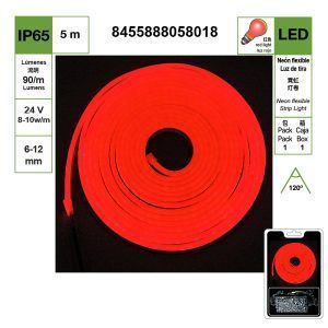 TIRA DE LUZ DE NEÓN LED DE LUZ ROJA DE 6-12 MM, PERLAS DE LÁMPARA DC 24 V 2835-120, JUEGO DE 5 METROS {INCLUYE CONTROLADOR}