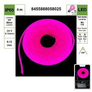 TIRA DE LUZ DE NEÓN LED DE LUZ ROSA DE 6-12 MM, PERLAS DE LÁMPARA DC 24 V 2835-120, JUEGO DE 5 METROS {INCLUYE CONTROLADOR}