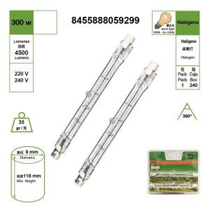 HALOGENA LINEAL 300W R7S 118MM [2 PIEZAS}