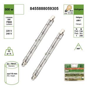 HALOGENA LINEAL 500W R7S 118MM [2 PIEZAS}