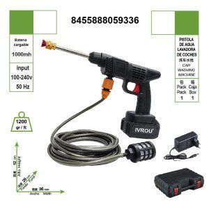 Hidrolimpiadora de alta presión, apta para lavado de coches, lavado de jardines, riego con manguera de 5m y 2 transformadores de 24v.