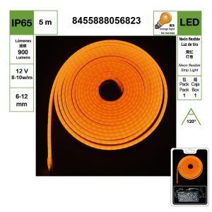 TIRA DE LUZ DE NEÓN LED NARANJA DE 6-12 MM, PERLAS DE LÁMPARA DC 12 V 2835-120, JUEGO DE 5 METROS {CONTROLADOR INCLUIDO}