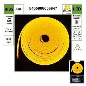 TIRA DE LUZ DE NEÓN LED DE 6-12 MM DE COLOR CÁLIDO 3000 K, CUENTAS DE LÁMPARA DC 12 V 2835-120, JUEGO DE 5 METROS {INCLUYE CONTROLADOR}