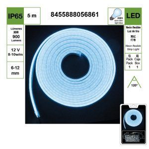 TIRA DE LUZ DE NEÓN LED CON LUZ AZUL HIELO DE 6-12 MM, CUENTAS DE LÁMPARA DC 12 V 2835-120, JUEGO DE 5 METROS {INCLUYE CONTROLADOR}