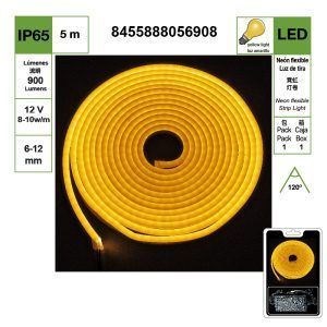 TIRA DE NEÓN LED AMARILLA DE 6-12 MM, PERLAS DE LÁMPARA DC 12 V 2835-120, JUEGO DE 5 METROS {INCLUYE CONTROLADOR}