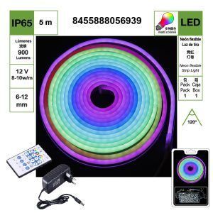 TIRA DE LUZ DE NEÓN LED MULTICOLOR DE 6-12 MM, JUEGO DE 5 METROS DC 12 V, {INCLUIDO EL CONTROLADOR}