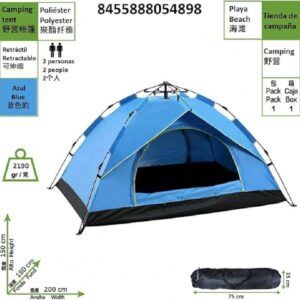 TIENDA DE CAMPAÑA AL AIRE LIBRE TOTALMENTE AUTOMÁTICA E IMPERMEABLE, CON CAPACIDAD PARA 2-4 PERSONAS, TIENDA DE CÚPULA LIGERA, TAMAÑO 200 X 180 X 150 CM, COLOR {azul}